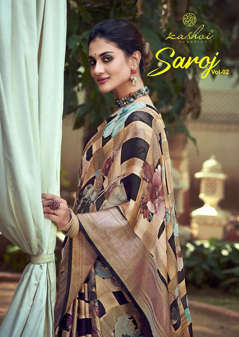 Saroj Vol 2 By Kashvi Moss Brasso Printed Designer Sarees Wholesale In India